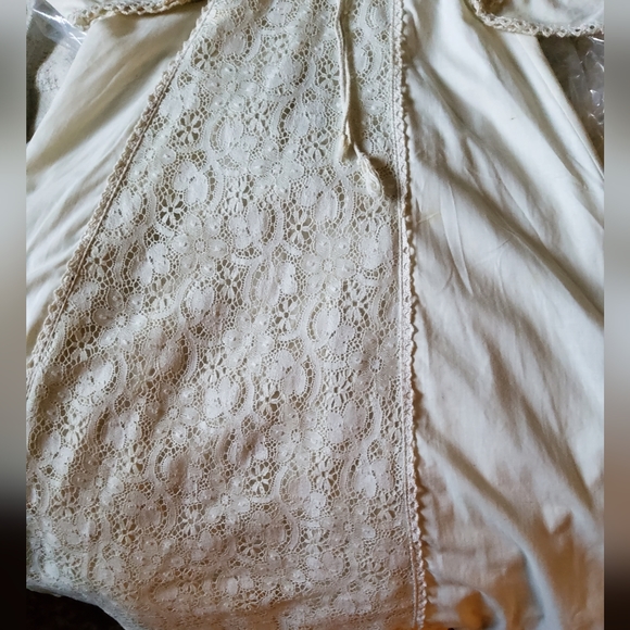 Gunne Sax / Black Label 60s Cream Cotton & Lace Boho Maxi Dress - Picture 12 of 16